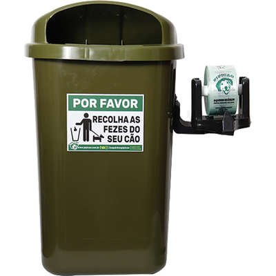 Lixeira Plástica Cata Cocô 50L Cores Com Poste
