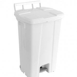 Lixeira Quadrada Plástica 100 Litros Com Pedal, Rodas E Aro Interno