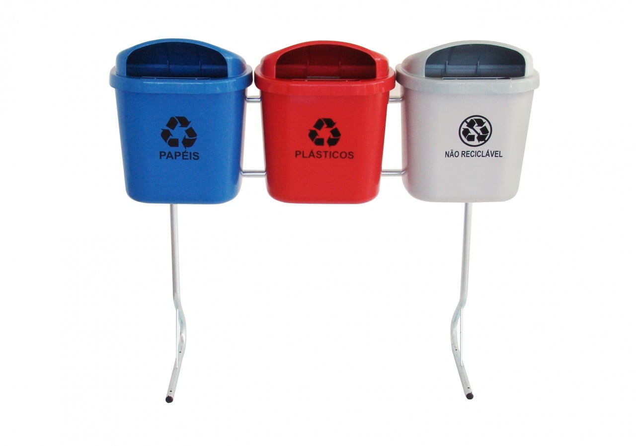 Conjunto De Coleta Seletiva De 40L Com 03 Lixeiras