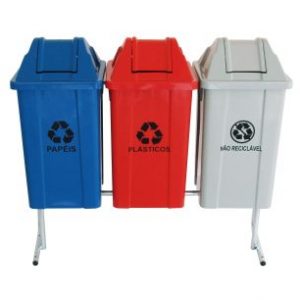 Conjunto De Coleta Seletiva De 60L Com 03 Lixeiras