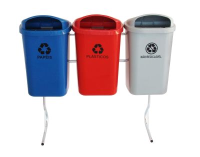 Conjunto De Coleta Seletiva De 50L Com 03 Lixeiras